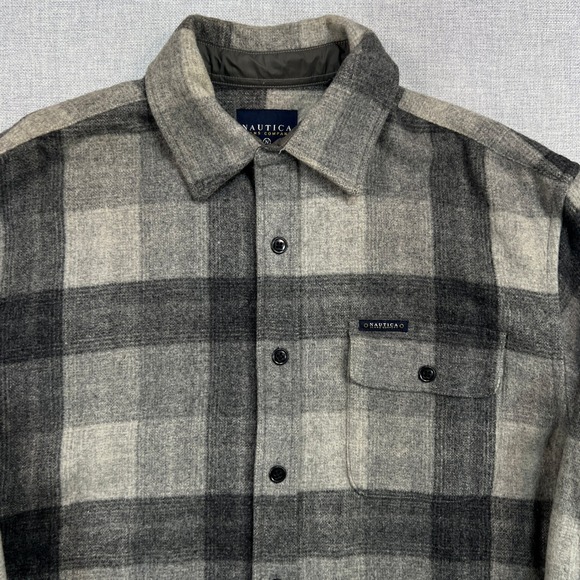 Nautica Other - Vintage Y2K Nautica Jeans Heavy Flannel Shirt Jac Mens Large Gray Plaid Shacket